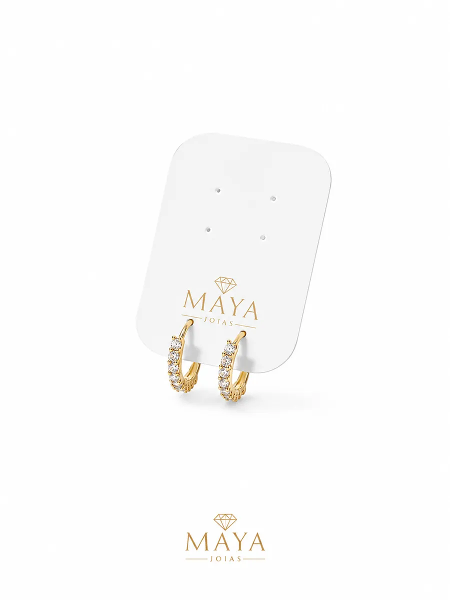 Argola Mini Lumière Cravejada/ Tamanho P 