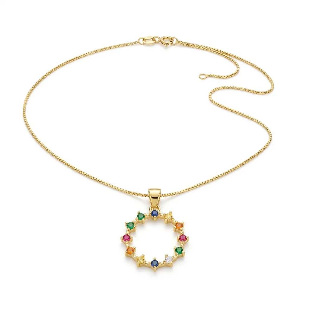 Gargantilha Círculo Vazado Rainbow – Semi-joia Premium