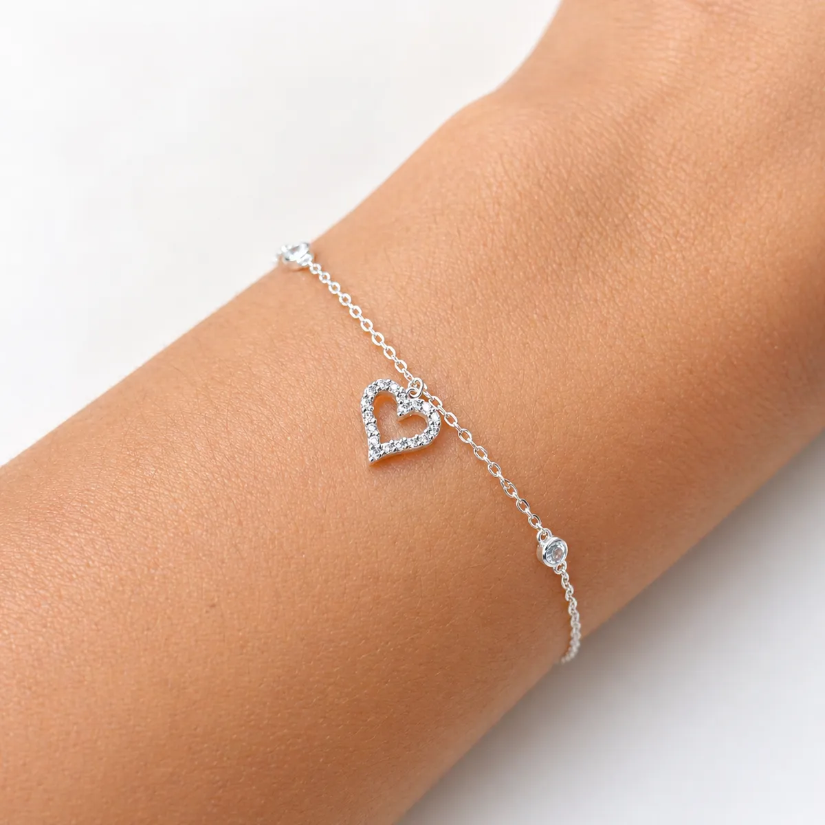 Pulseira Prata Coração 925